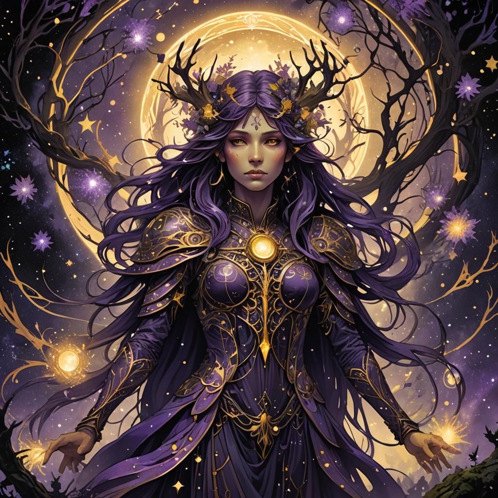 Forest Spirit in Deep Space: Fantasy Art
