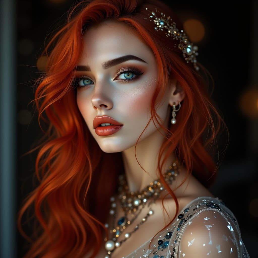 Captivating Portrait of a Woman with Red Hair