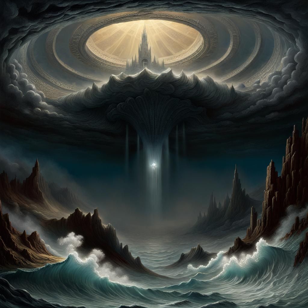 Gustave Dore Inspired Sunken Ship Sculpture