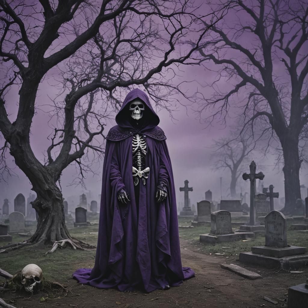 Personified Death in Gothic Graveyard: Dark Fantasy
