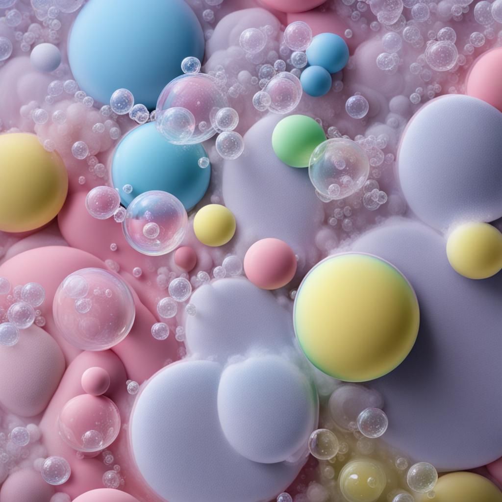 Abstract Iridescent Soap Bubbles and Foam