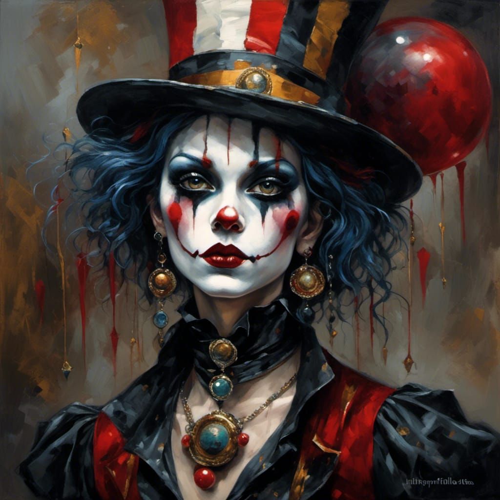 Gothic Circus Clown in Dark Aesthetic