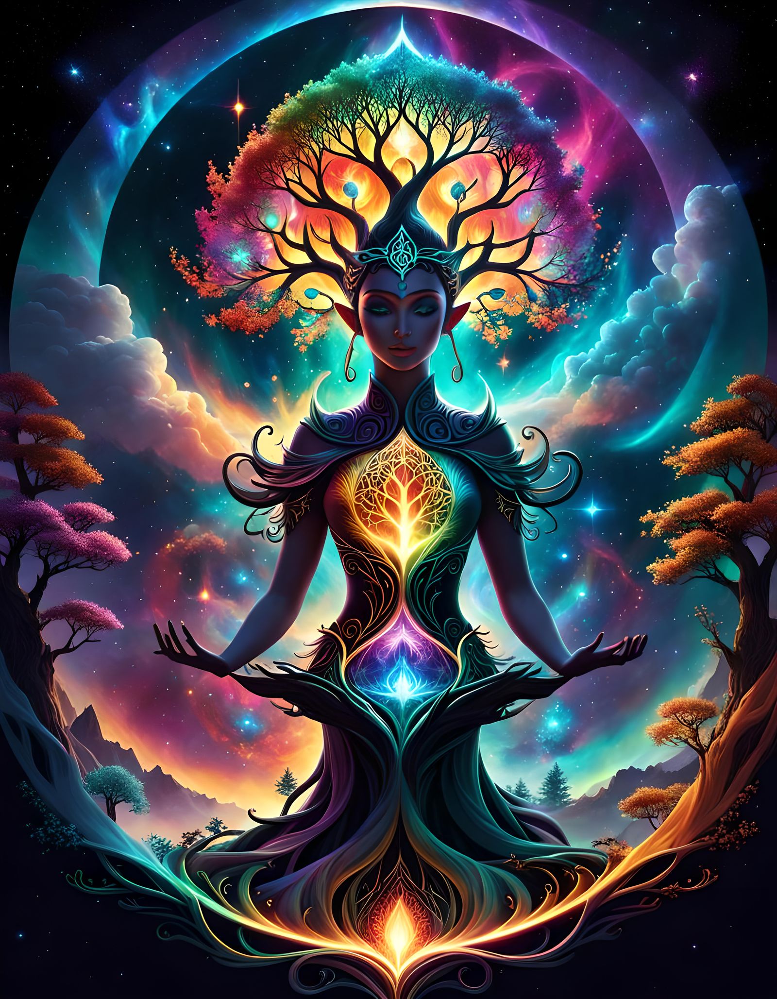Enlightened Elf with Tree of Life, 3D Animation