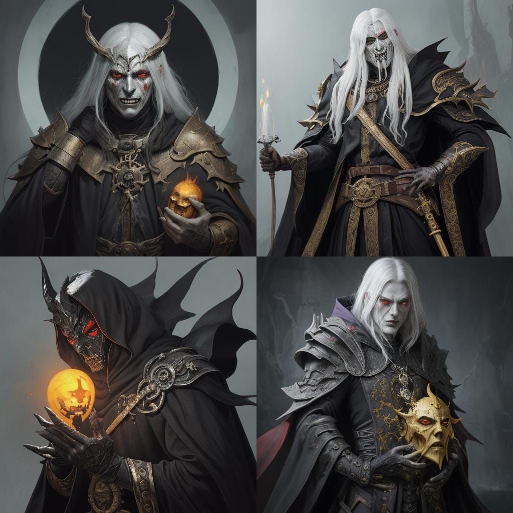 Four Masked Lords in Anime Oil Painting Style