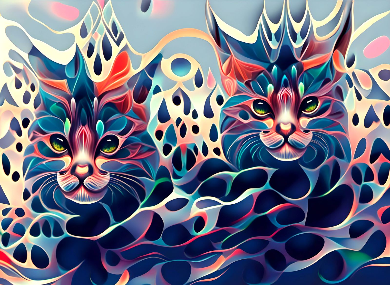 Transparent Cats Band in Abstract Fractal Art
