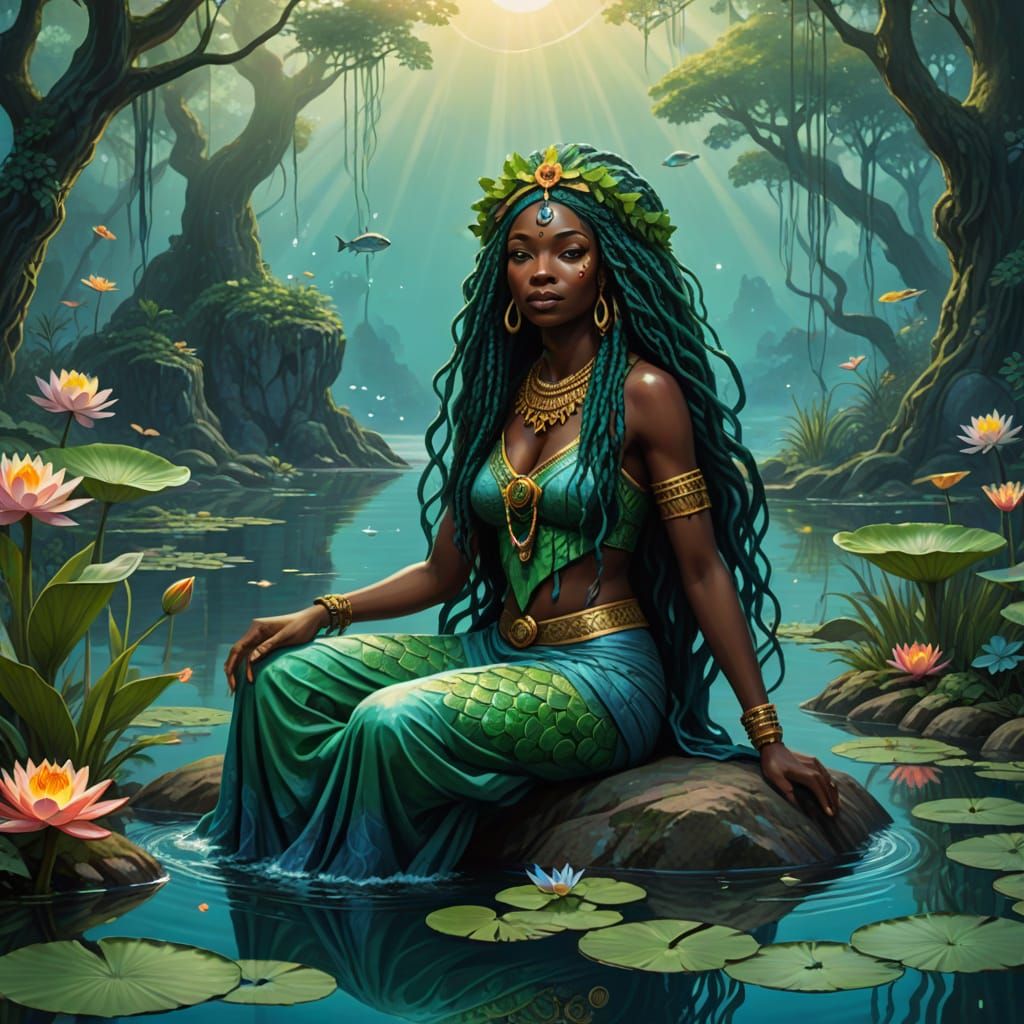 Surrealist Masterpiece: Afro-Caribbean Goddess in Mystical F...