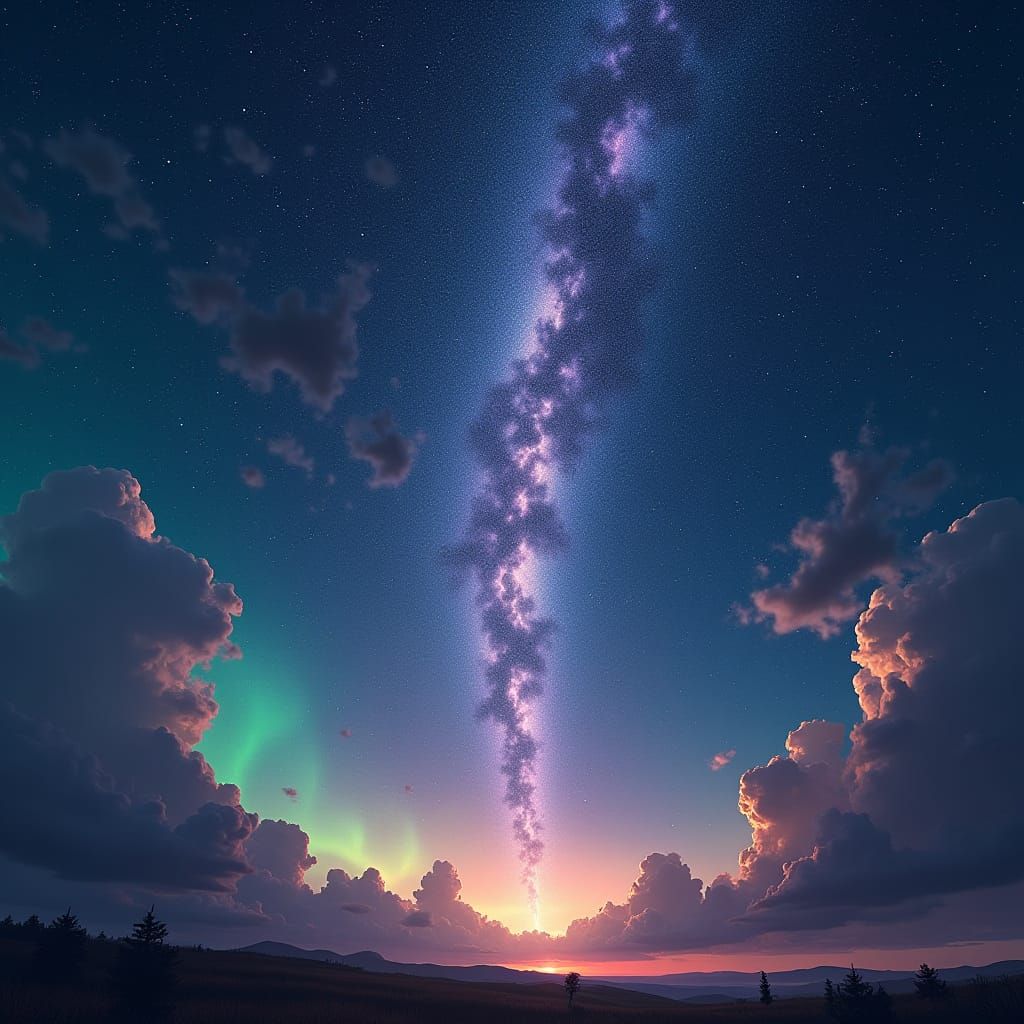 Spectacular Meteor Shower in Starry Night Sky