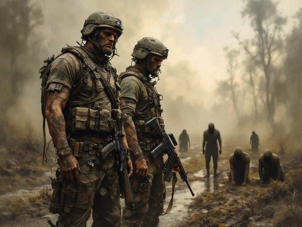 Post-Apocalyptic Mercenaries in Desolate Landscape