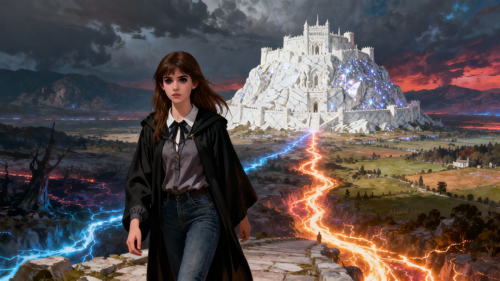 Teenage Girl Arrives at Magical Whitehall in Concept Art Sty...