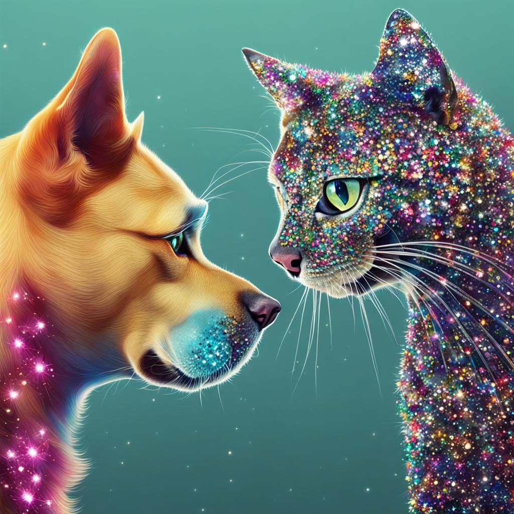 Sparkly Dog Versus Sharp Cat