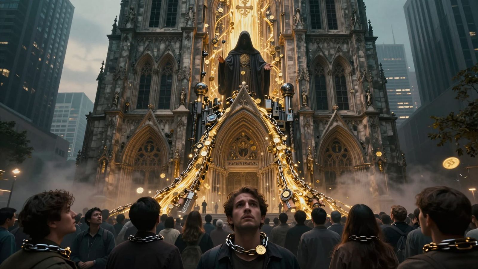 Cathedral Meets Financial District in Cinematic Vision