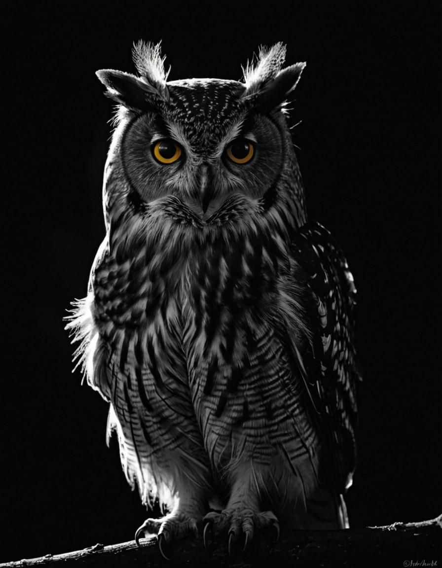 Striking Owl Silhouette in Black and White
