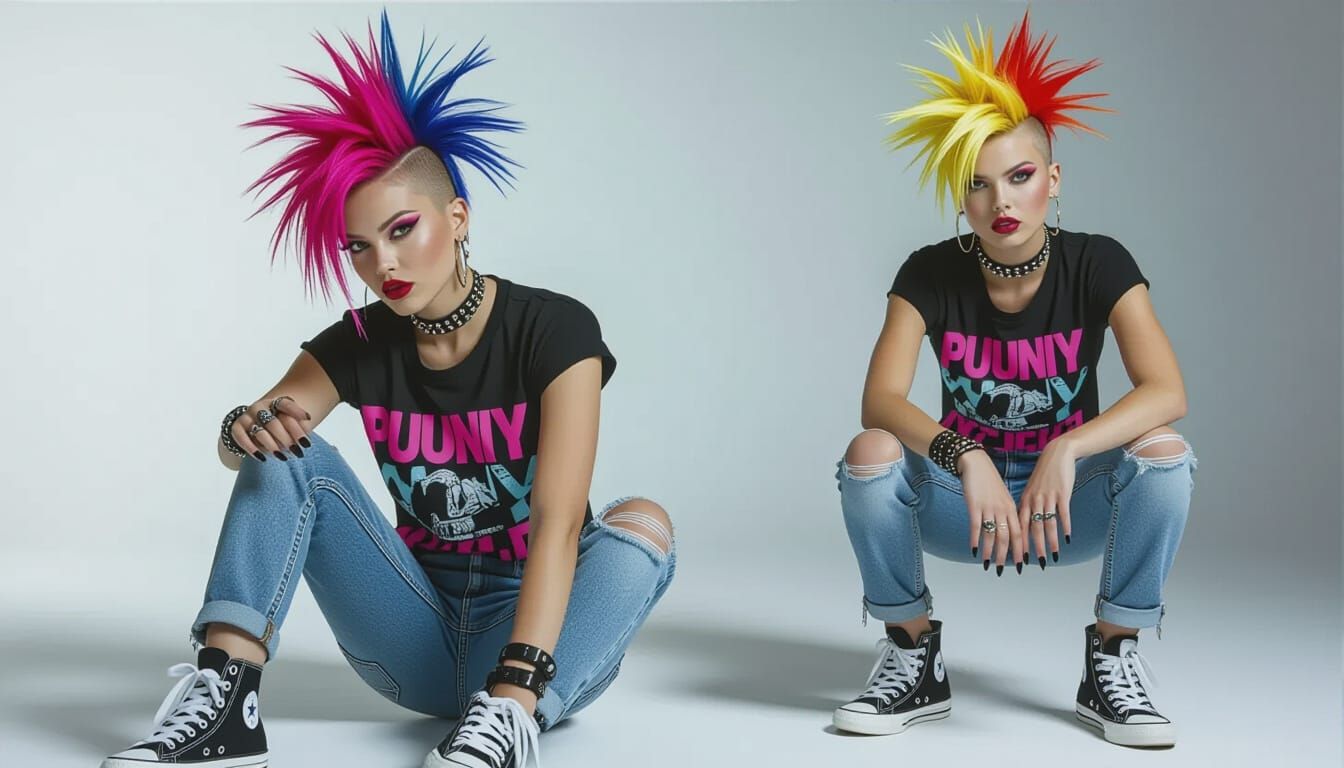 Punk Girl with Asymmetrical Hairstyle in Photo Style