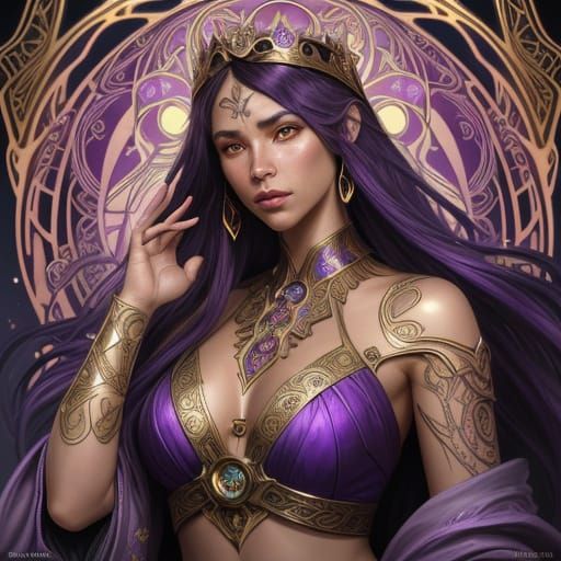 Regal Sorceress in Lavish Art Nouveau Bikini