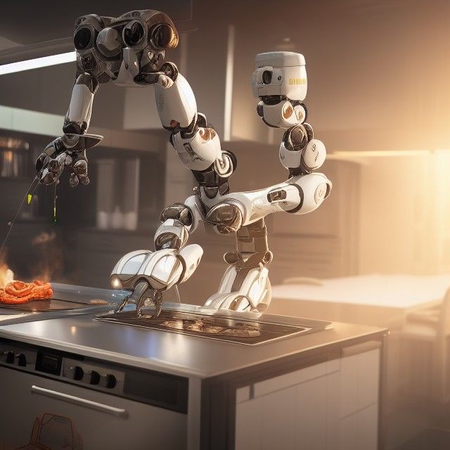 Futuristic Robot Chef in Hyperdetailed Kitchen