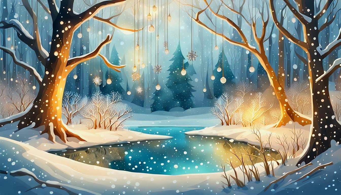 Magical Christmas Storybook in Winter Forest