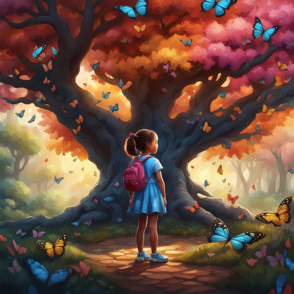 Little Girl with Butterflies: Fantasy Concept Art