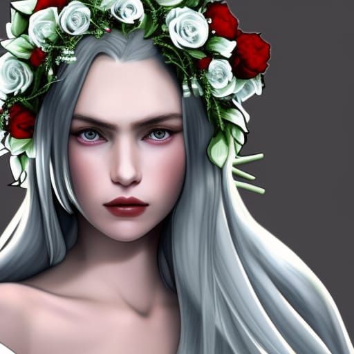 Crimson-Haired Daughter of the Frost Queen Portrait