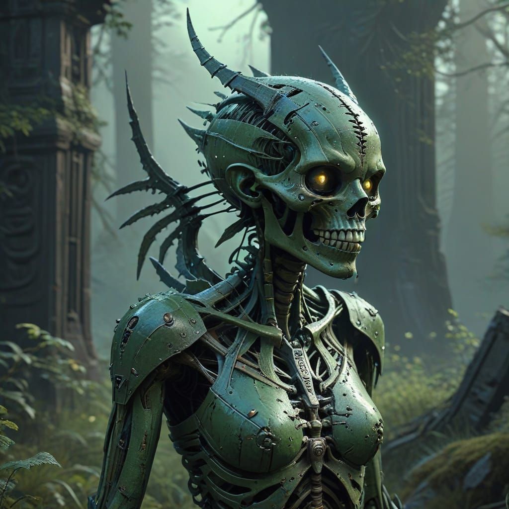 Grimy Skeleton Meets Elf Maidens at Mysterious Stargate