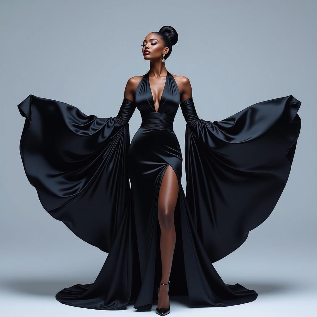 Jedi Woman in Flowing Gown with Lightsaber