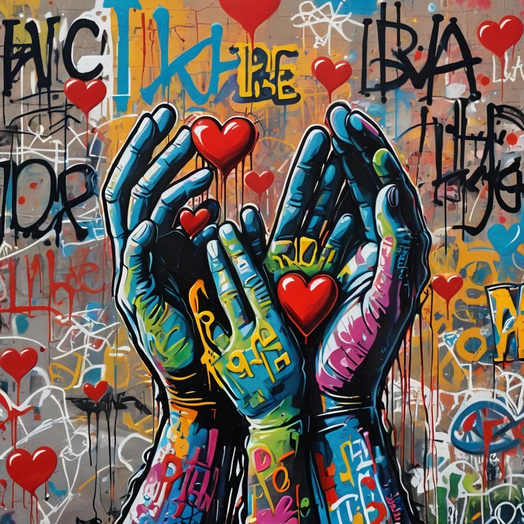 Vibrant Graffiti Portrait in Polychromatic Colors