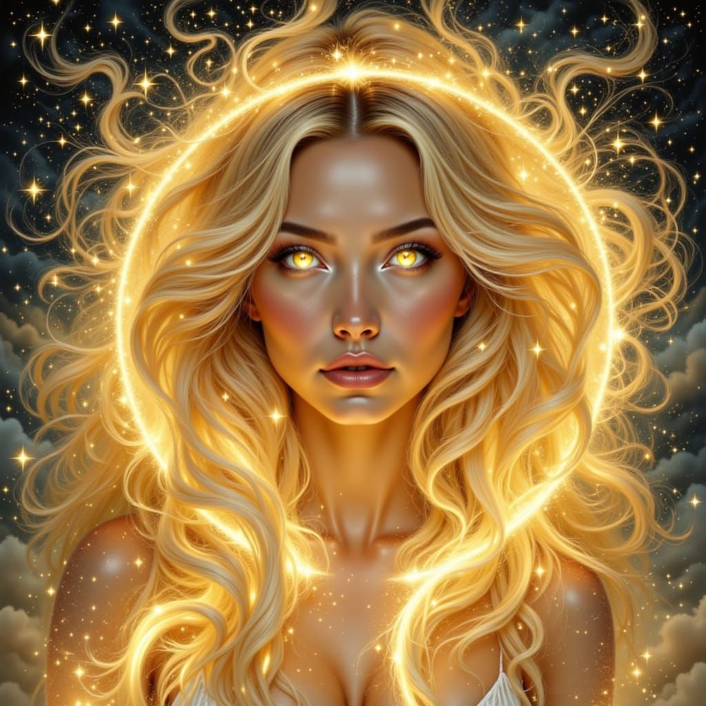 Divine Feminine Goddess of Dawn in Art Nouveau Style