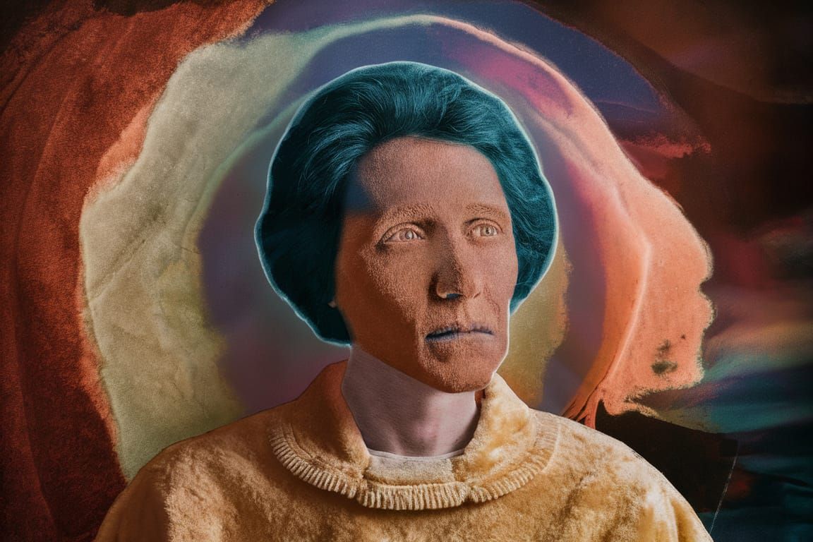 Surreal Emotional Portrait as Velvet Photogram