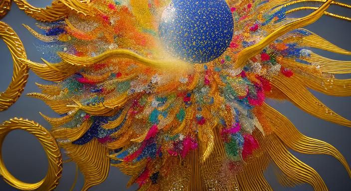 Celestial Woman with Confetti Sun and Moon