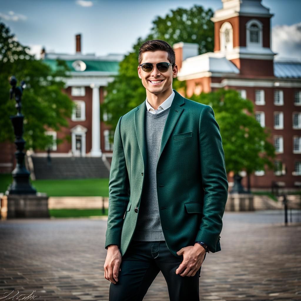 Man with Sunglasses in Front of Independence Hall