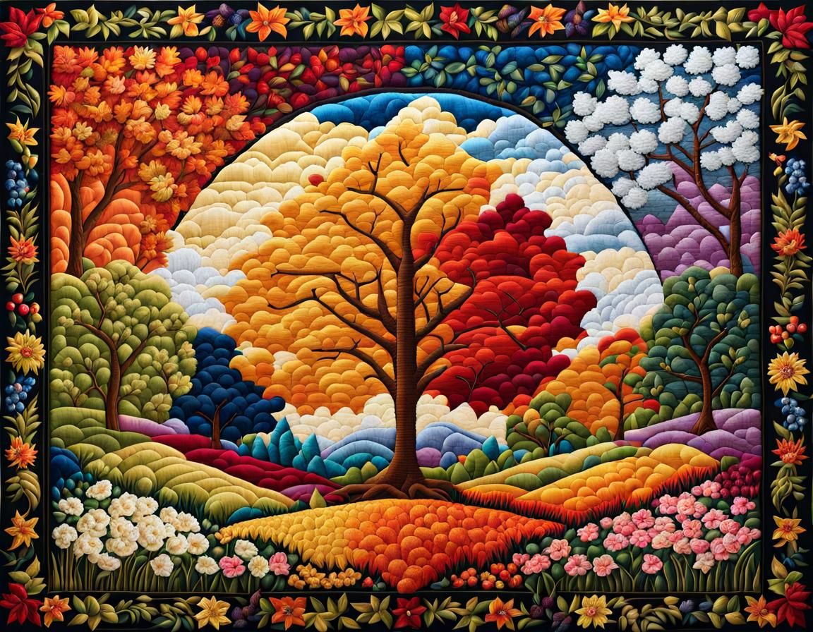 Epic Four Seasons Quilted Tapestry in 8K