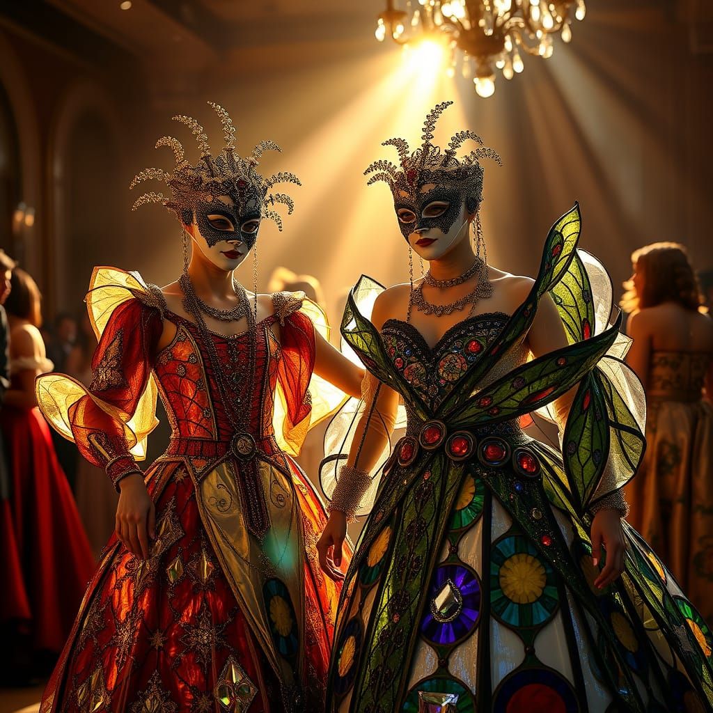 Medieval Glass Gown Ball in Golden Hour Light