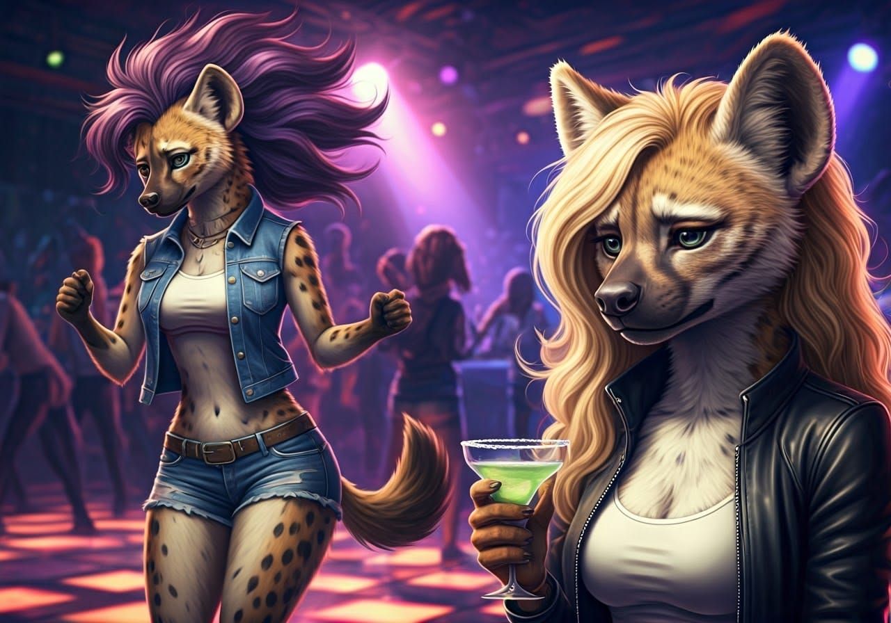 Vibrant Dance Club Scene with Contrasting Emotions