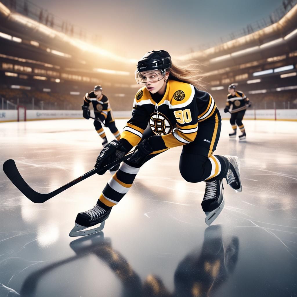 Hockey Girl One-on-One with Goalie: Digital Art