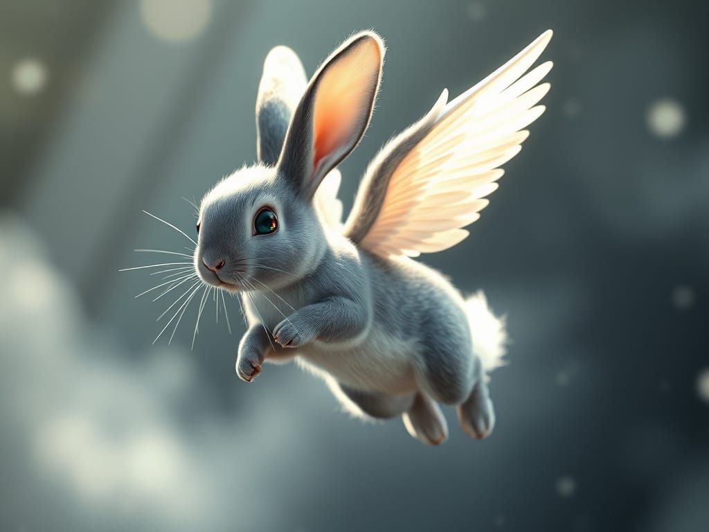 Dutch Rabbit Angel in Dreamlike Flight