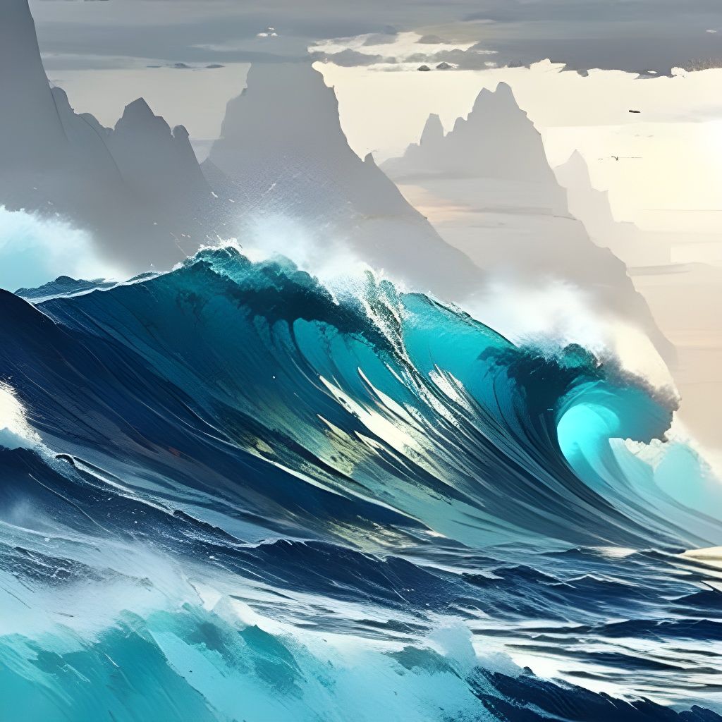 Stormy Sea Waves Crashing on Rocky Shore