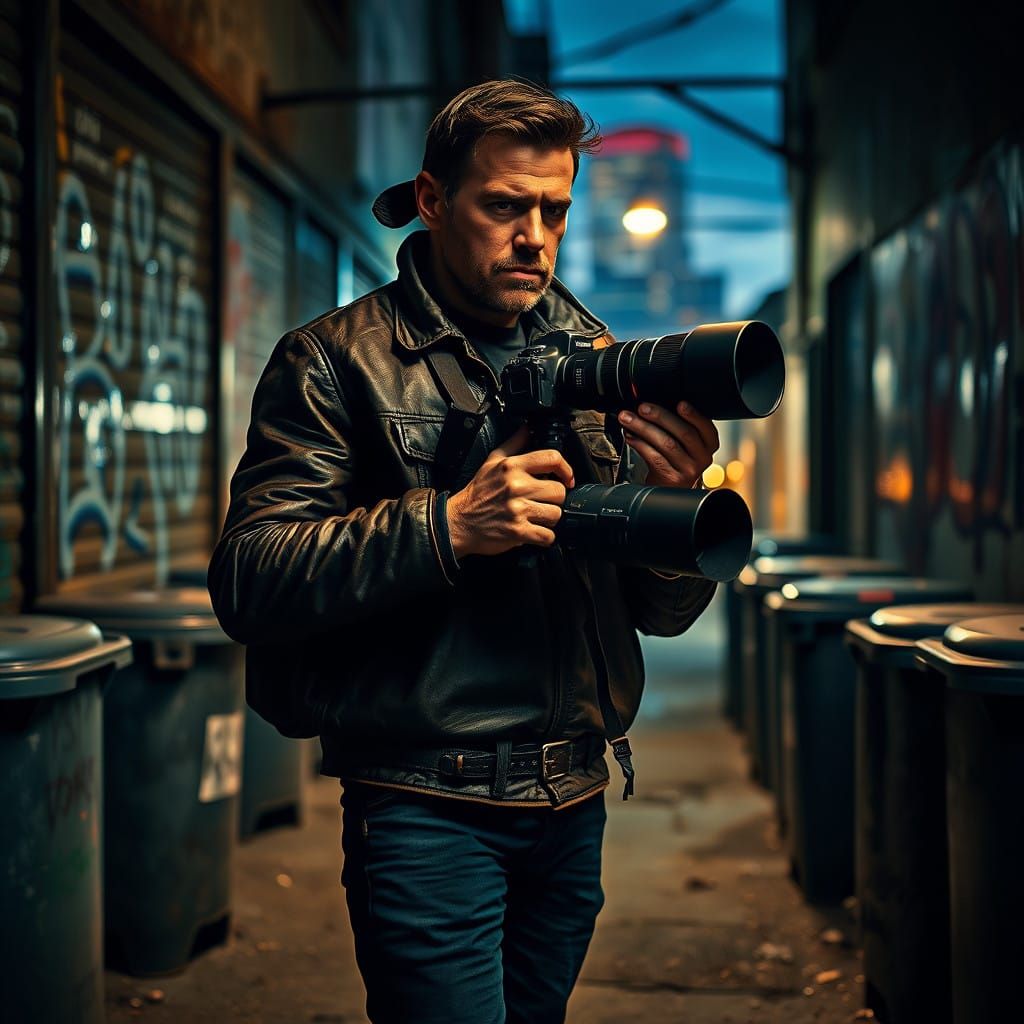 Gritty Urban Photographer in Moody Cityscape