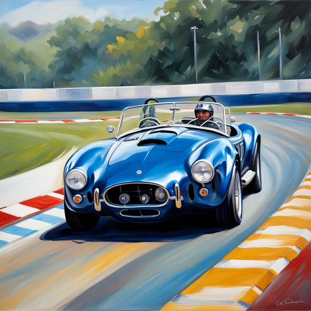AC Cobra on Racetrack as Oil Painting