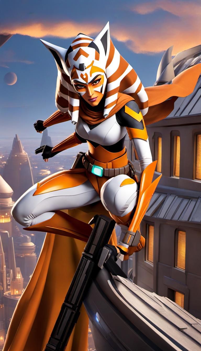 Ahsoka Tano as Batgirl on Gotham Rooftops