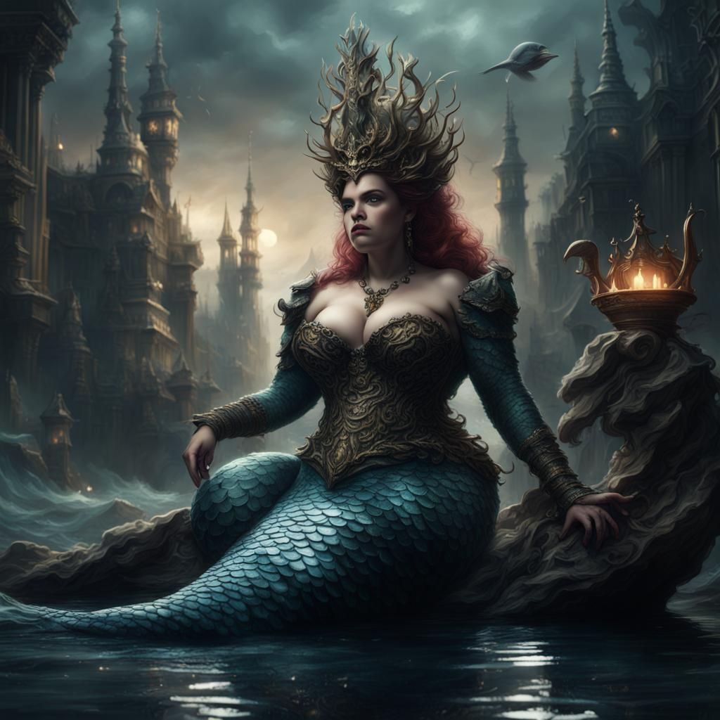 Evil Mermaid Queen: Epic Digital Matte Painting