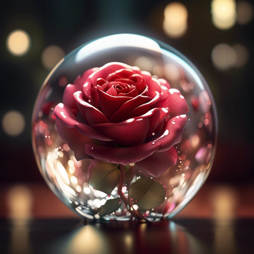 Rose in Glass Sphere: Photorealistic CGI Masterpiece