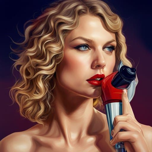 Taylor Swift Drinking Coke in Splash Art Style