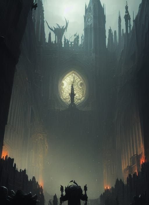 Dark Fantasy Masterpiece in Purple and Yellow