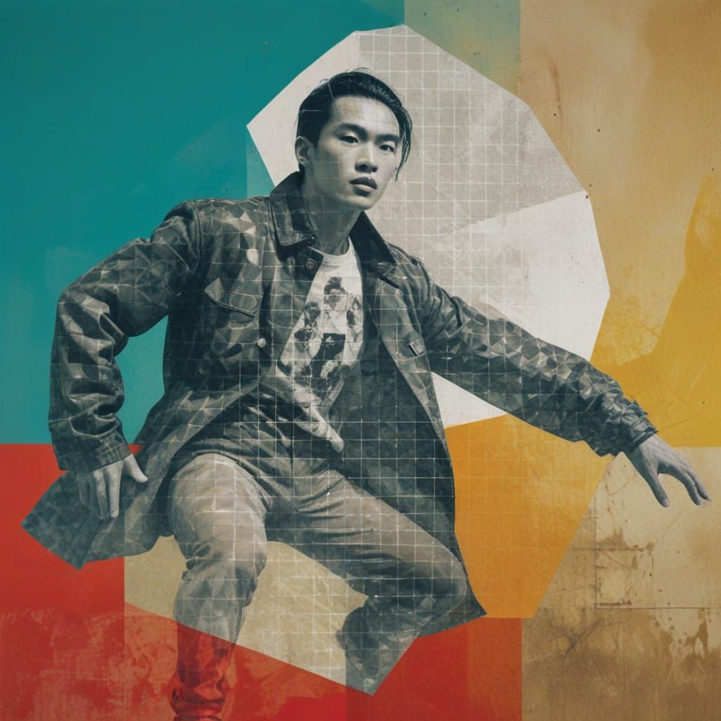 Ephemeral Double Exposure in a Vibrant Art Studio