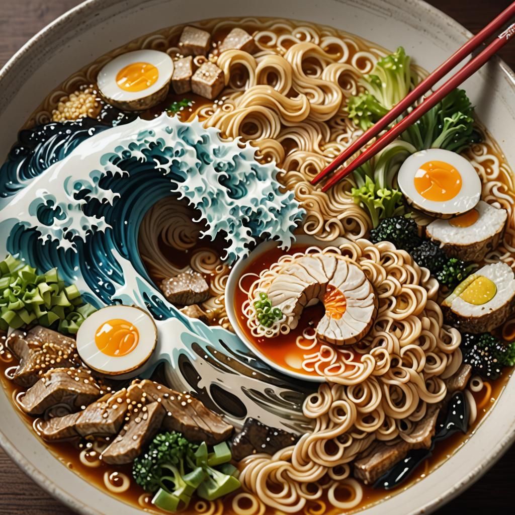 Ramen Great Wave off Kanagawa: Digital Art