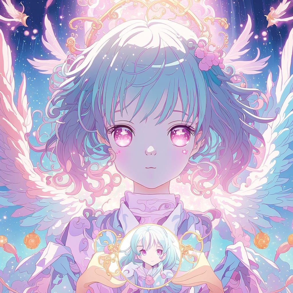 AI Angel in Anime Style with Sparkling Wings