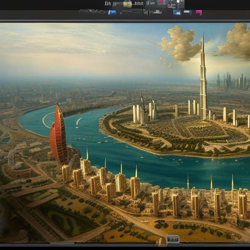 Burj Khalifa in Brueghel Style Matte Painting