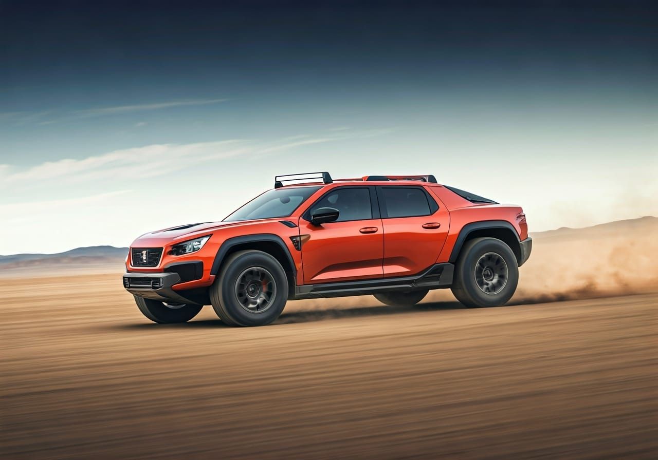 Peugeot Concept Car Stunt in Badlands: Digital Painting