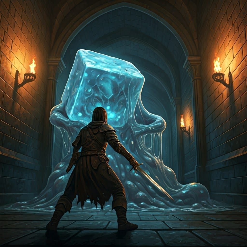 Translucent, Undulating Gelatinous Horror Grasps Ancient Swo...