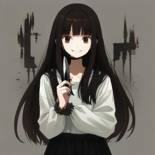 Portrait of a Pretty Girl Holding a Knife