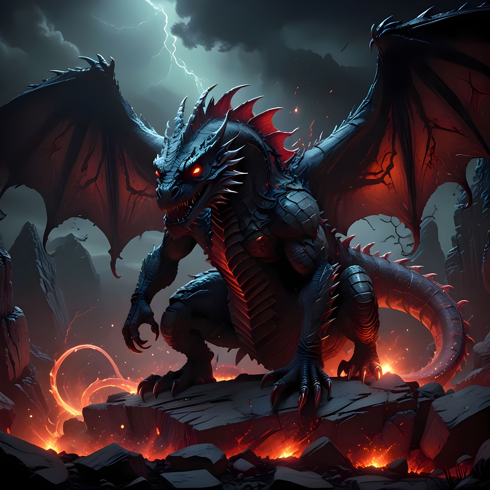 Cursed Basilisk Radiating Energy in Dark Fantasy Style